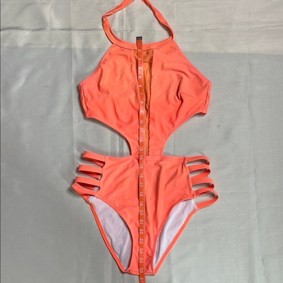 Orange Halter Neck Women's Swimsuit - Picture 8 of 11
